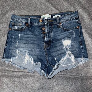 Celebrity Pink Blue Distressed Jean Shorts